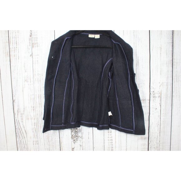 LL Bean Bellandi Boiled Wool Coat Jacket Blue Size M - Picture 5 of 10